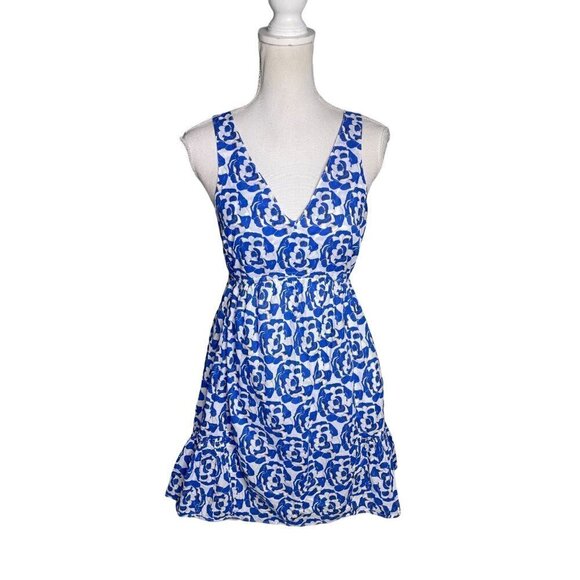 Thakoon Collective Printed Ruffle Dress Blue Womens Size 6 - Picture 5 of 12